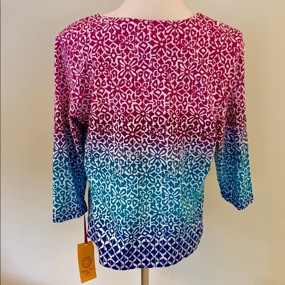 Ruby Rd. Petite Multicolored Knit Top - Picture 2 of 8
